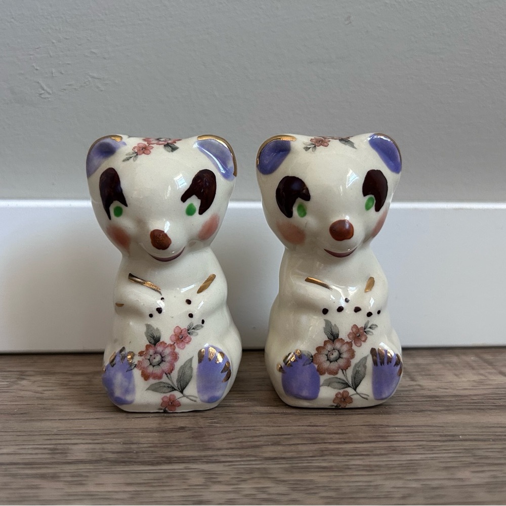 vintage 1940’s ceramic panda bear figurines Shawnee Pottery miniature bear